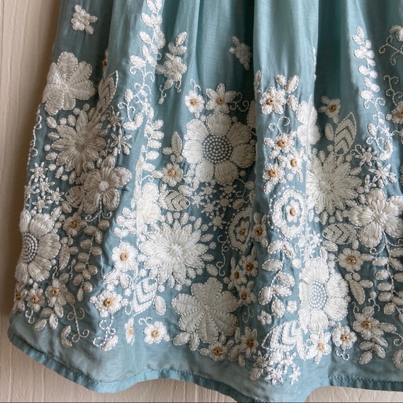 Anthropologie Blue Tassel Embroidered Skirt - Picture 6 of 15